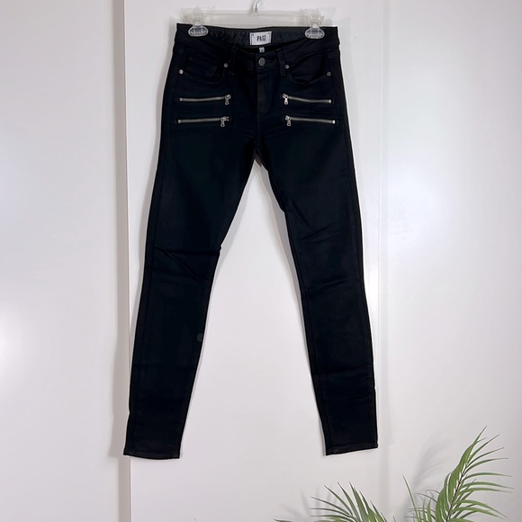 PAIGE edgemont black skinny zipper jean - Picture 5 of 14